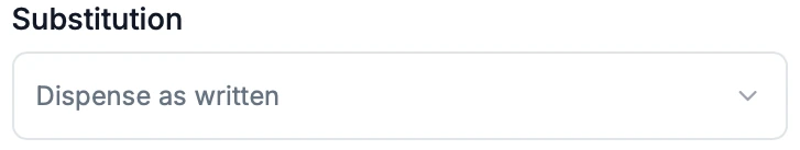 Substitution select showing Dispense as written